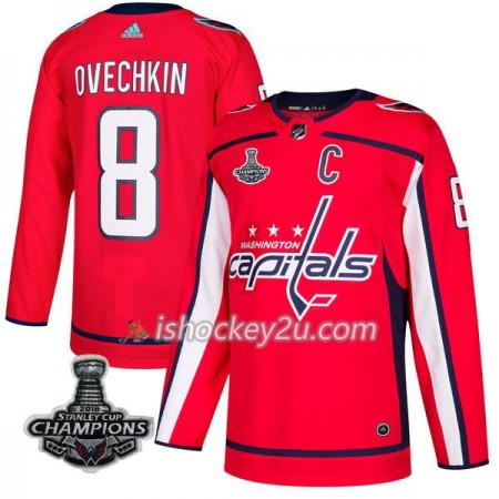 Mænd NHL Washington Capitals Trøje Alex Ovechkin 8 2018 Stanley Cup Champions Adidas Rød Authentic